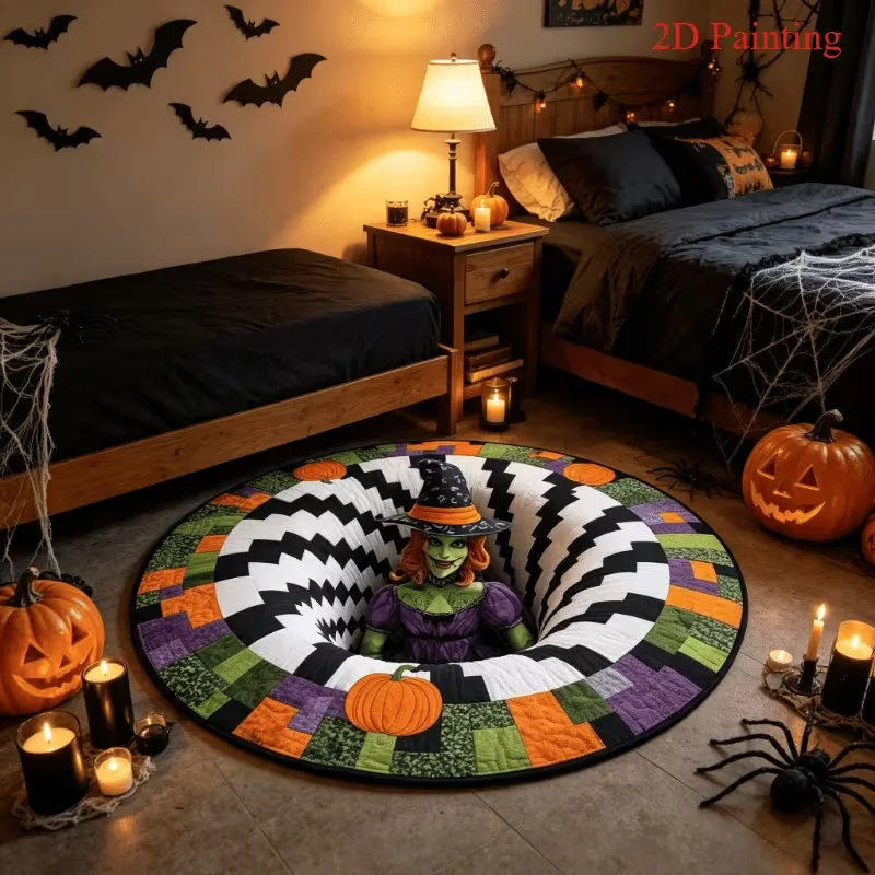 Evil Jester Halloween 3D Pit Circle Rug Entrance doormat Hallway Sofa Side  Decor Bedroom Kitchen Coffee Table Area Floor Mat
