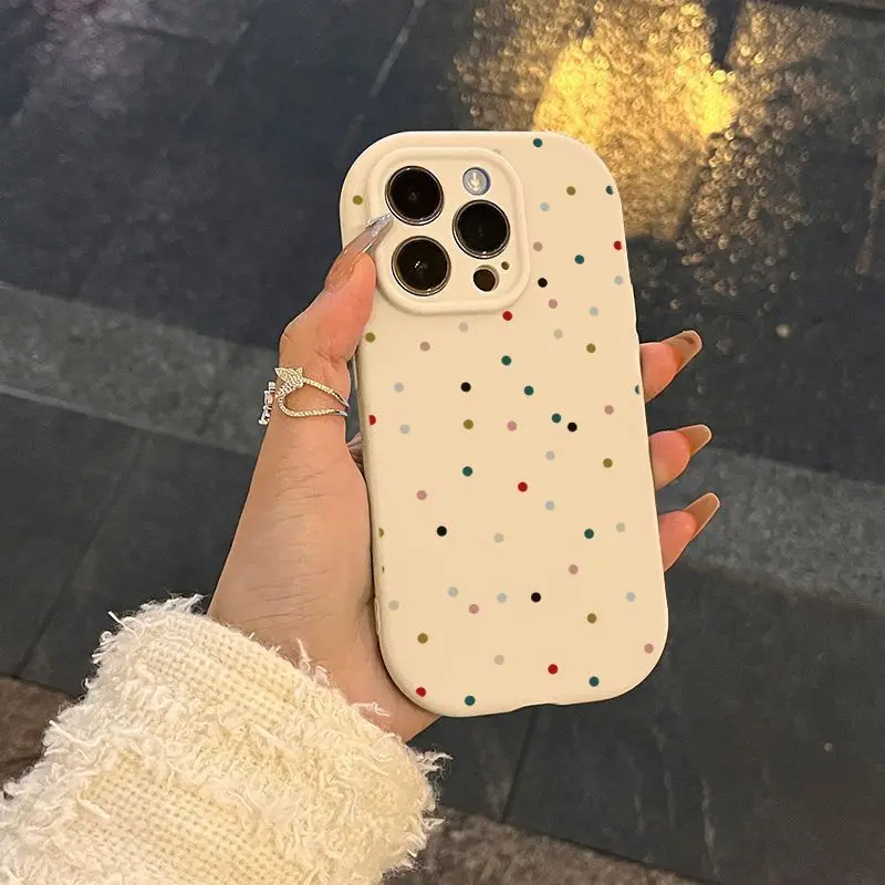 

Colorful polka dot phone case suitable for iPhone 16 creative iPhone 15 fashionable phone case iPhone 14 anti drop protection