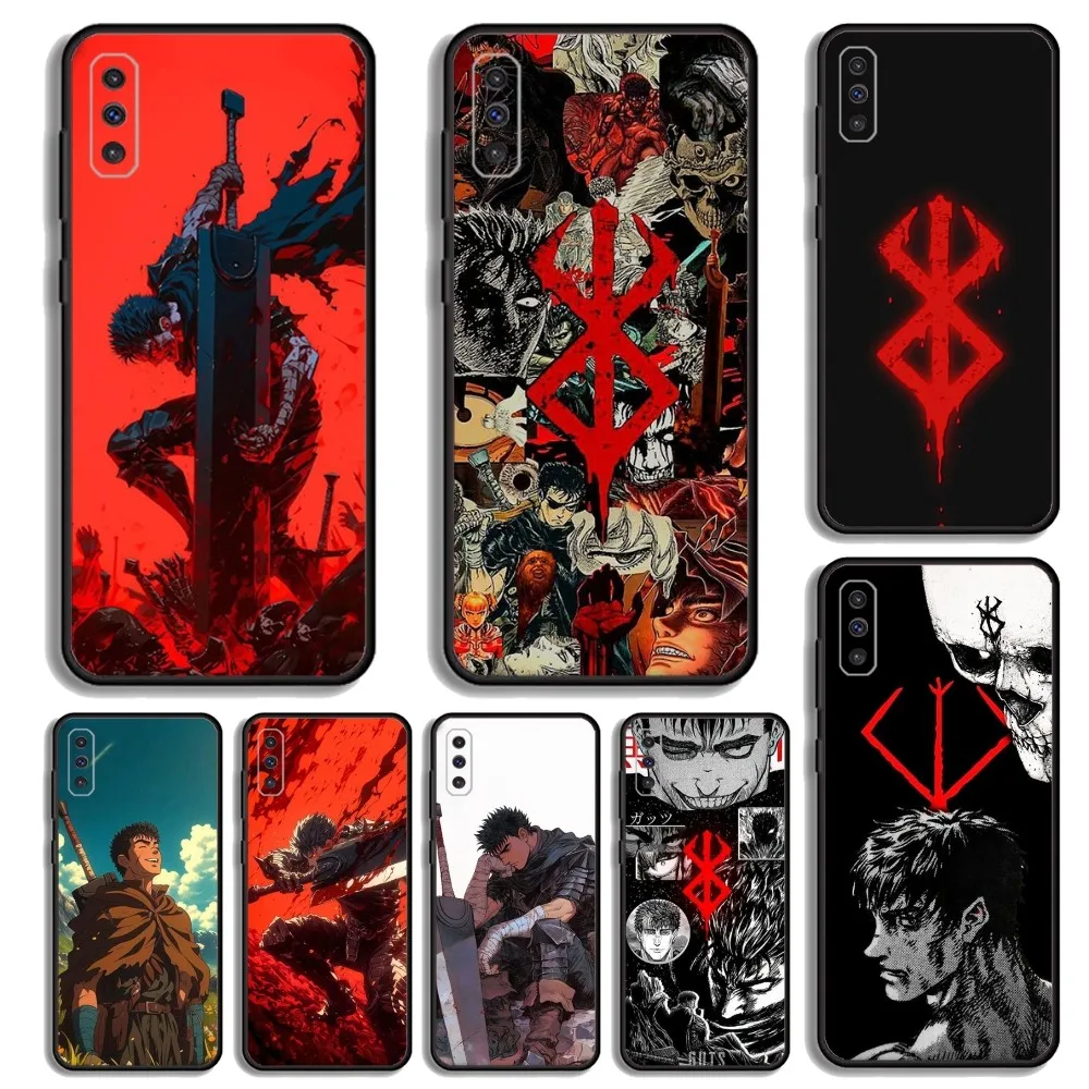 Manga B-BerserkS Guts Phone Case For Samsung S23,23,22,30,21,10,9,Note20 Ultra,Lite,Ultra,5G,Plus,FE,Black Soft Case