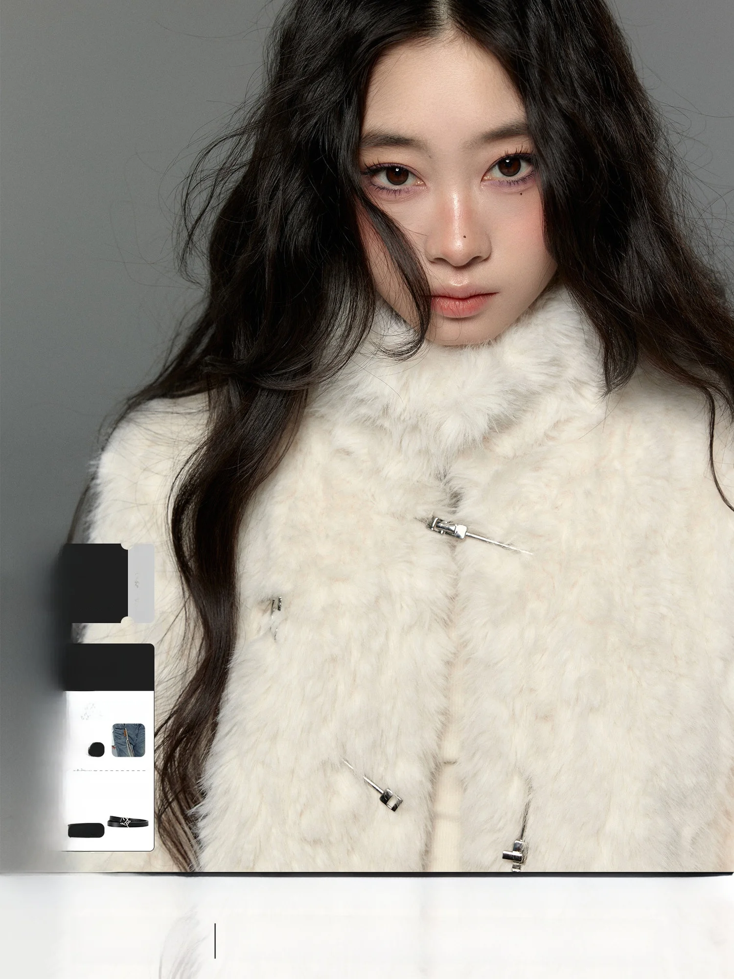 

Trendkill Original Design Soft Plu Fur Jaet Stand Collar Metal Bule Winter Warm Cotton Coat Eco-friendly Youth Faion