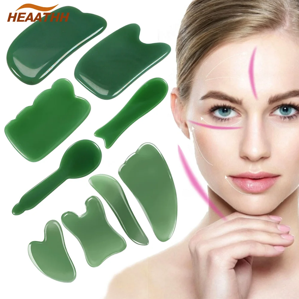 Jade Stone Scraping Board Facial Gua Sha Massage Tool for Face Remove Toxins, Prevents Wrinkles, Boost Radiance of Complexion