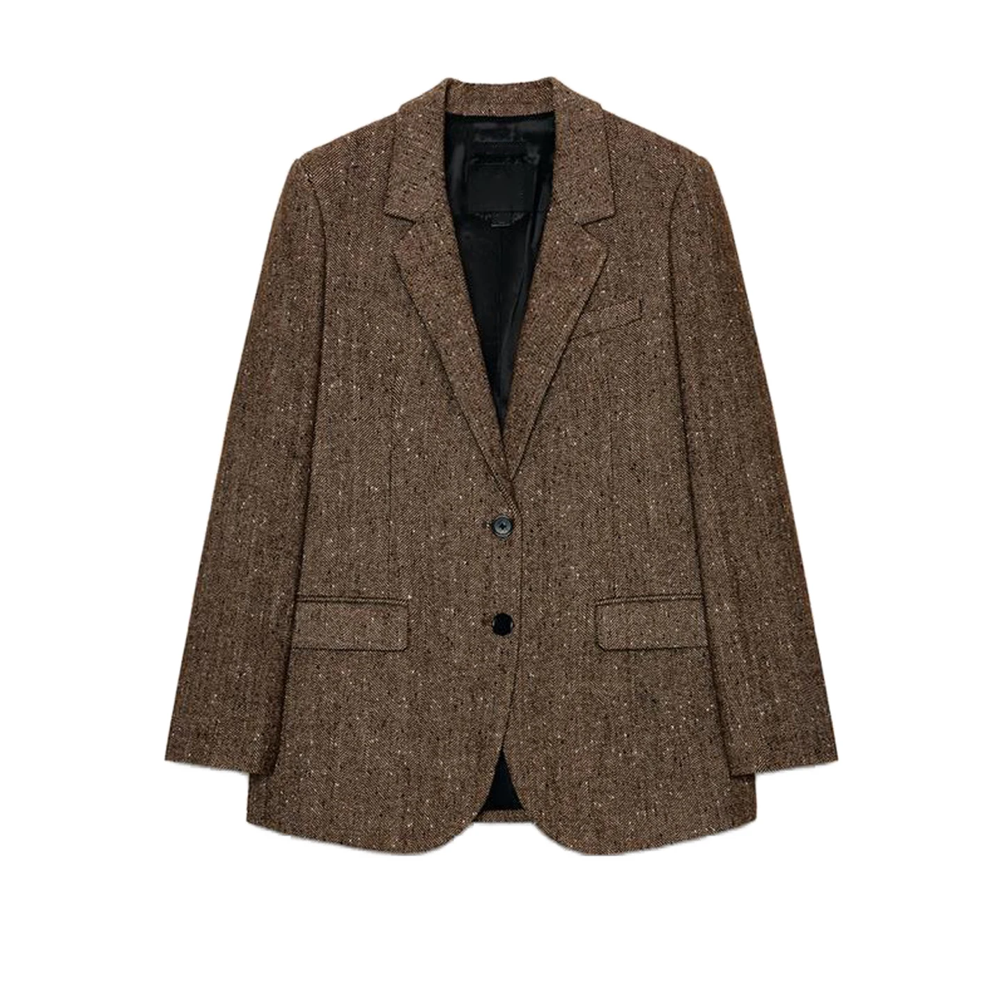 شتاء جديد المرأة الشق طوق طويل Sve زر واحد هوتوتو منقوشة فضفاضة تناسب تخفيف Sle ألياف البوليستر #5