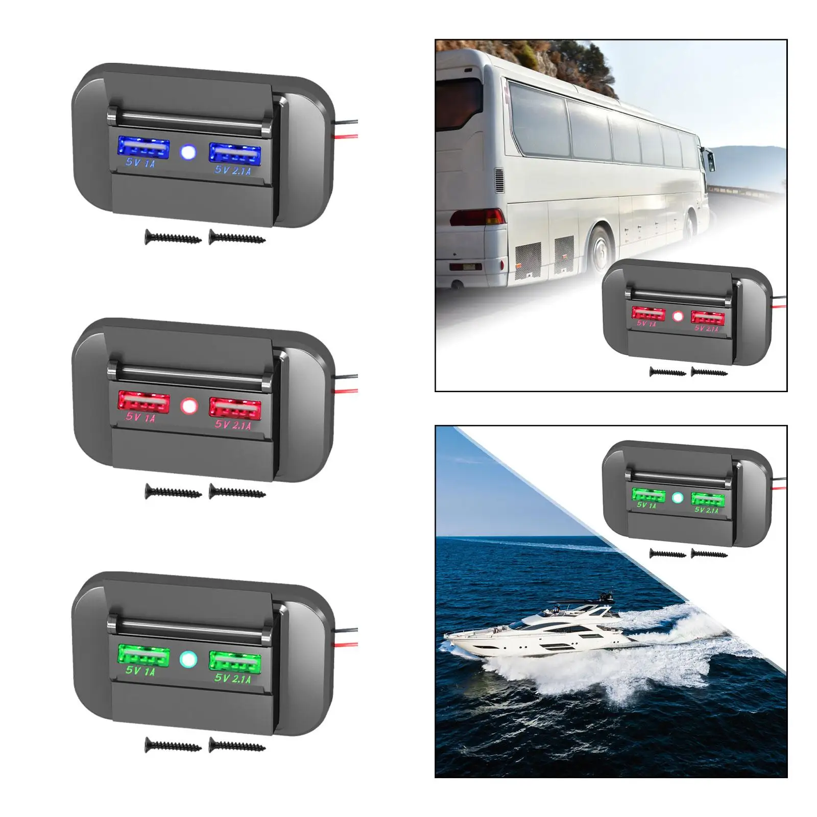 

USB-зарядное устройство для телефона Компактная USB-розетка для автофургона для грузовых автомобилей, автобусов