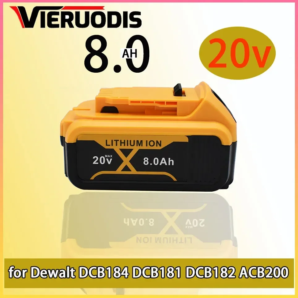 

for DeWalt 20V 8.0Ah rechargeable power tool battery,suitablefor DCB205 DCB204-2DCB200+charger with LED lithium-ion rechargeable