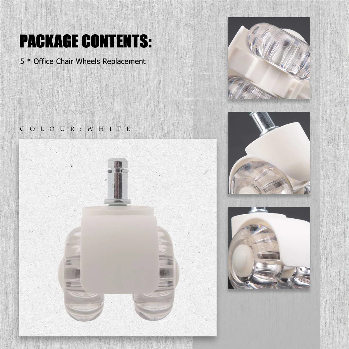 5Pcs Office Chair Casters Wheels 2 Inch Heavy Duty Mute Desk Chair Wheels Universal Fit Wheels for All Floors