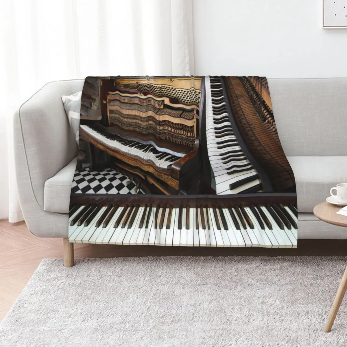 Piano montage, vintage musical instrument Throw Blanket Moving Luxury Brand Winter beds valentine gift ideas For Baby Blankets