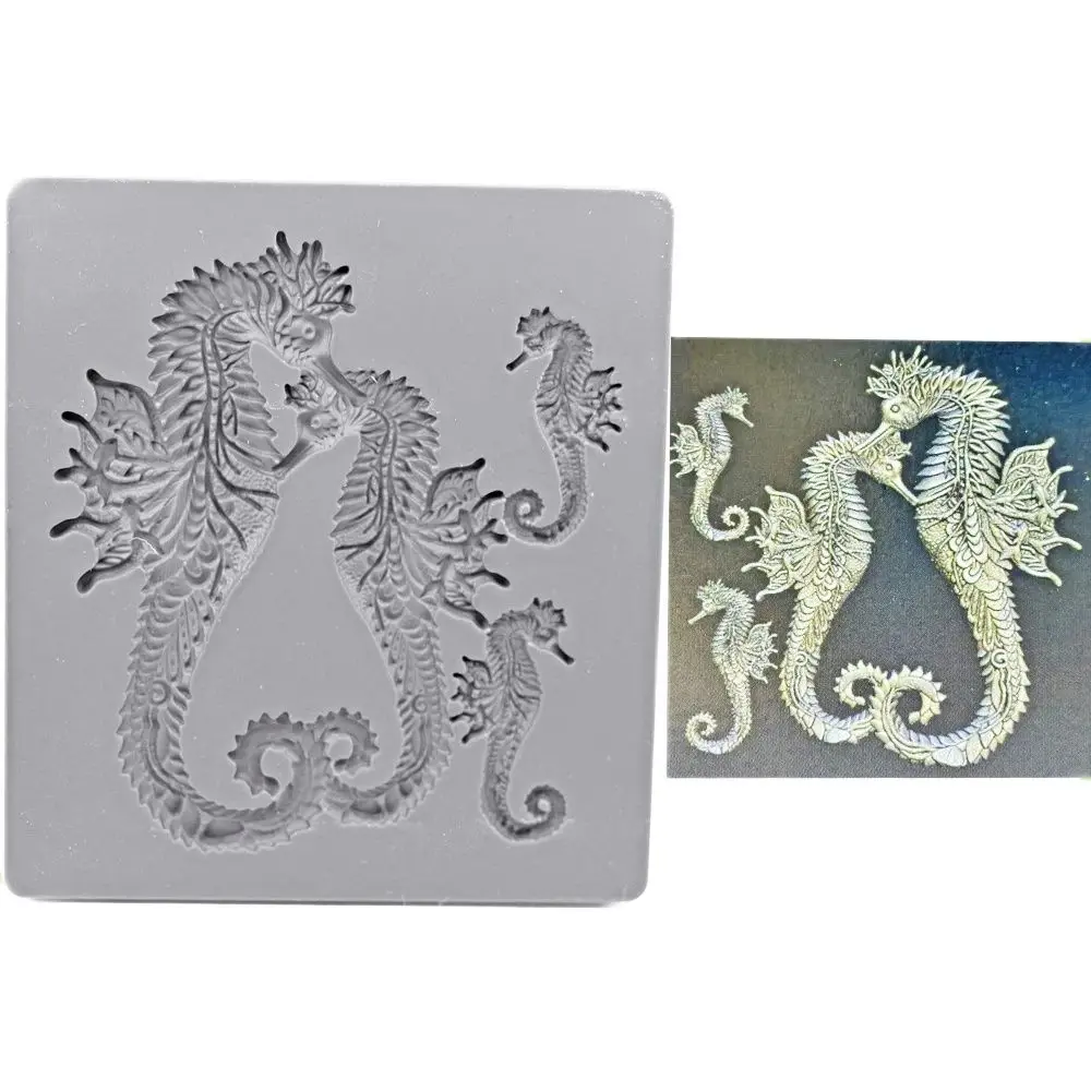 Seahorse Silicone Mold Fondant Chocolate Gumpaste Candy Oceans Organism Decor Cake Topper SugarCraft  Mould DIY Clay Resin