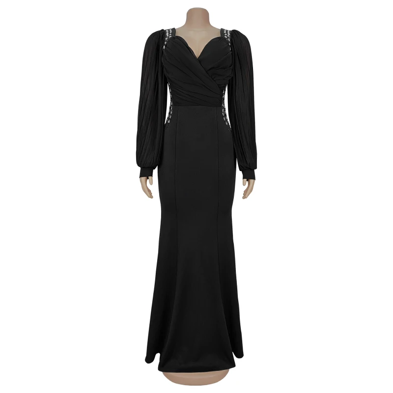 ผู้หญิงที่สง่างามชุดที่รักคอเพชรB Odyconเมอร์เมดMaxi D Ressกับเชียร์พัฟแขนเหตุการณ์ค่ําพรรคVestidos