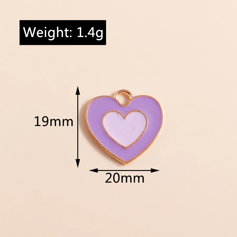 20 Stück niedliche, bunte Emaille-Anhänger in Form von Herzen und Blumen zum Basteln von Schmuck, Ohrringen, Halsketten und Armbändern – ideal für DIY-Bastelprojekte. – Detail 22