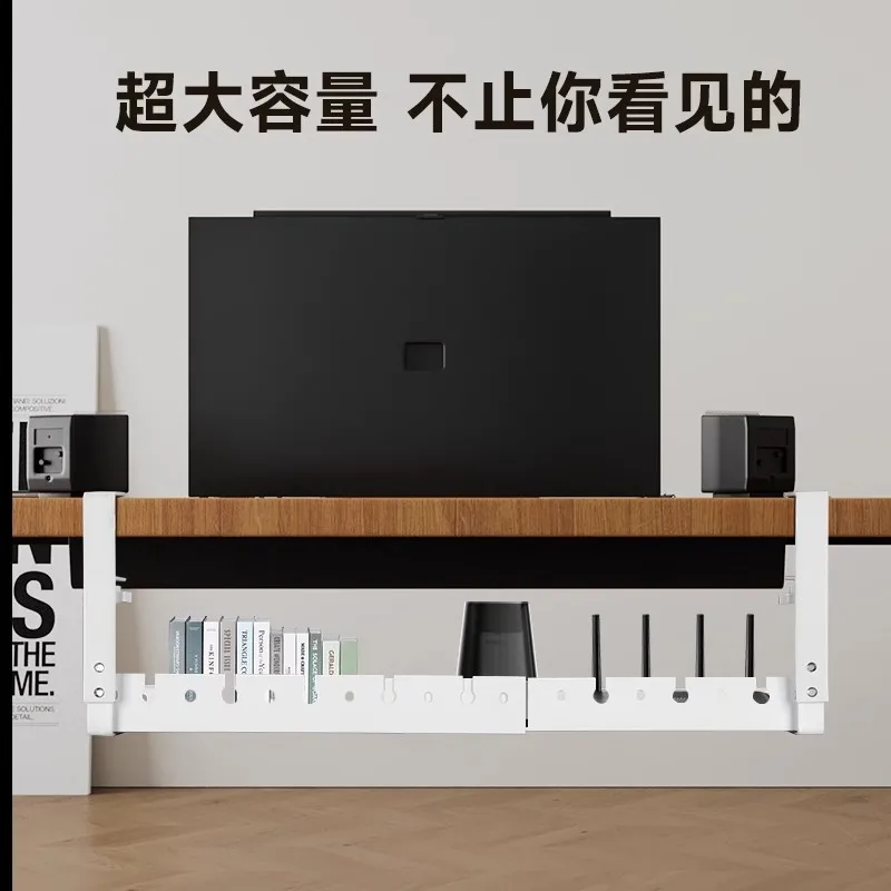 Adjustable Under Desk Cable Tray No-Drill Cold-Rolled Steel Power Strip Organizer Cm Home Office