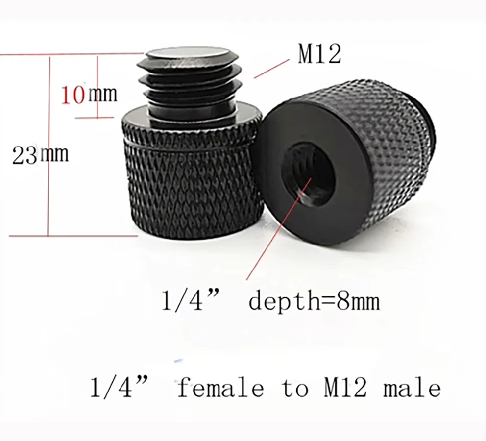 Nuevo 3 en 1 diámetro 15MM longitud 5cm con adaptadores de 1/4 o 3/8 a M12, pieza de montaje de conducto de 1/4 o 3/8 a M12