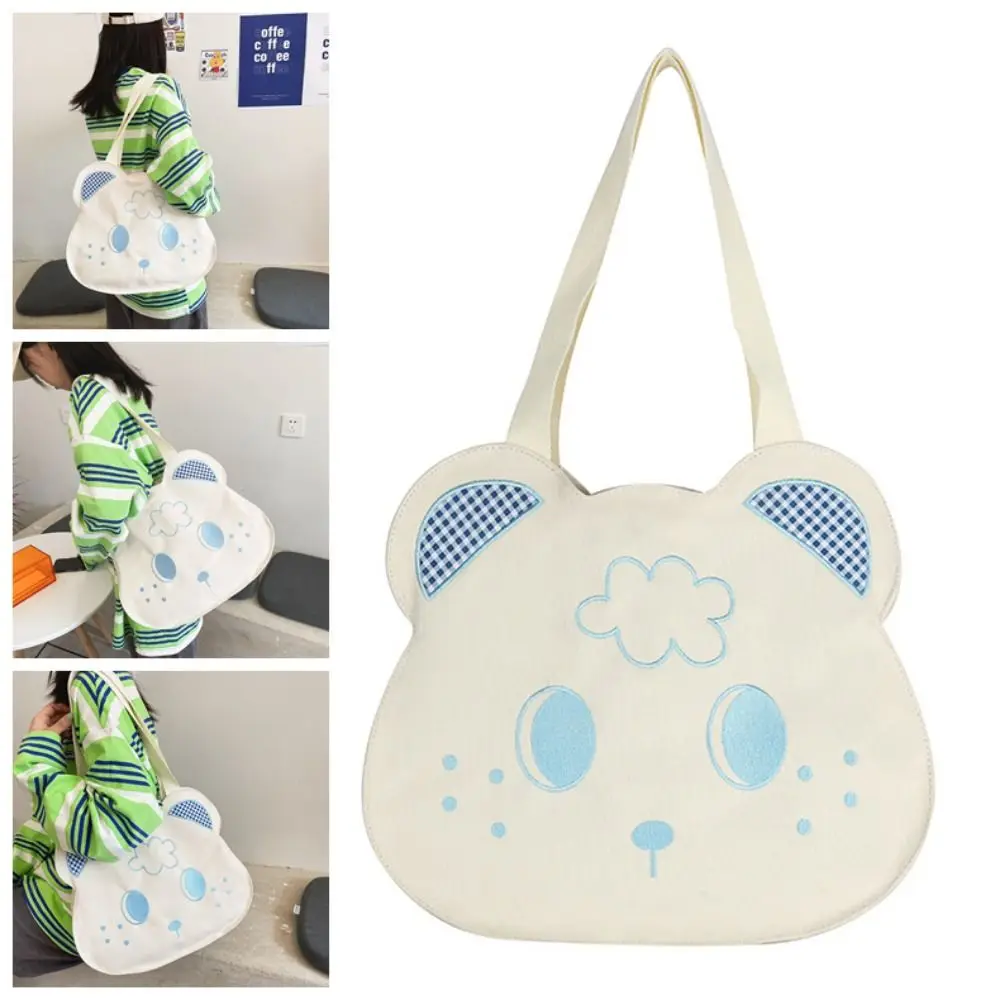 

Versatile Trendy Bear Shoulder Bag Y2k Casual Cosmetic Storage Organizer Canvas Household Shopping Bags Ladies
