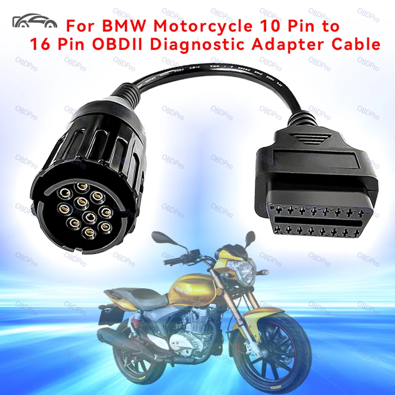 

For BMW Motorcycle Diagnostic Adapter Cable 10Pin to 16pin OBD2 Connector for F R S GS RT R RR G Series EFI Scanner OBD2 Adapter
