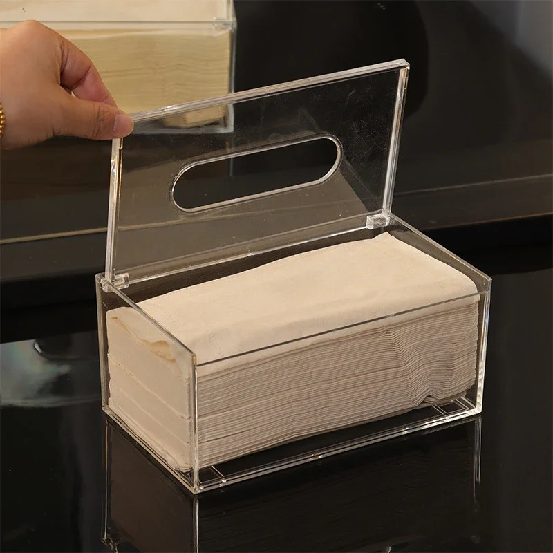 Clear Acrylic Tissue Box Napkin Holder  Dispenser   Organizer Home Office Restaurant Hotel Supply Desktop storage