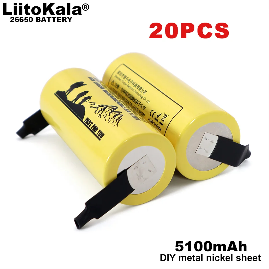 

20PCS Liitokala LII-51S DIY Nickel 26650 8A Power Rechargeable Lithium Battery 26650A 3.7V 5100mA