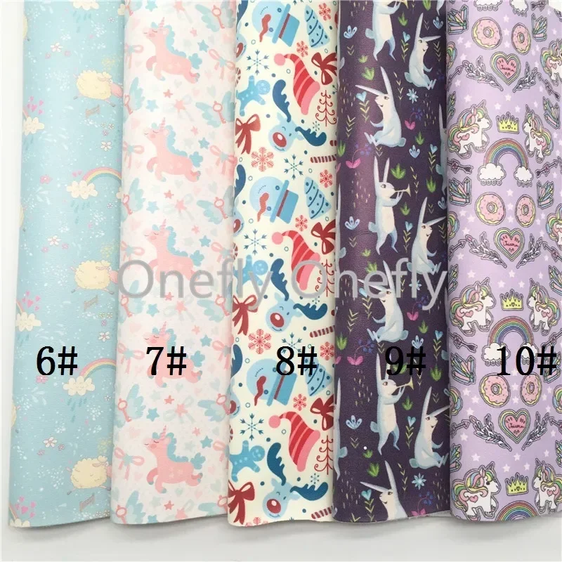 Onefly Bunnies Rabbits lion Animal Printed Synthetic Leather, Flog PrintedFaux Leather Sheets For Bow DIY  handbags shoes  FZ042