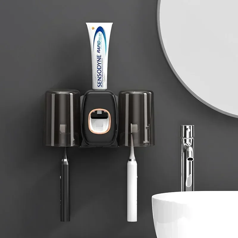 Simple toothpaste machine wall hanging lazy automatic labor-saving one-click toothpaste machine squeeze toothbrush holder set