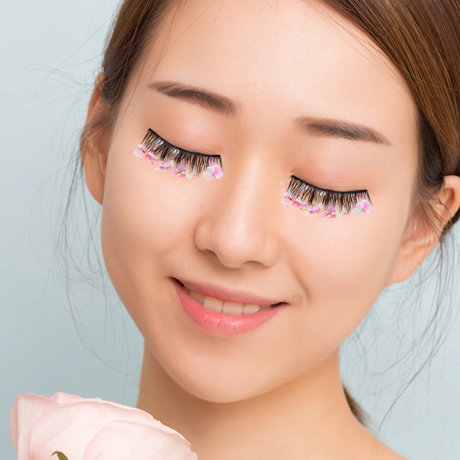 

1 Pair Glitter False Eyelashes Colored For Women Festival Makeup Strip Lashes Natural Looking Curl Extension Lightweight