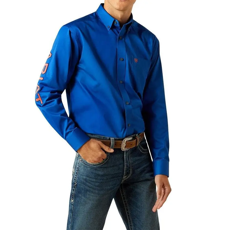 Camisa de ajuste clássico de sarja com logotipo da equipe