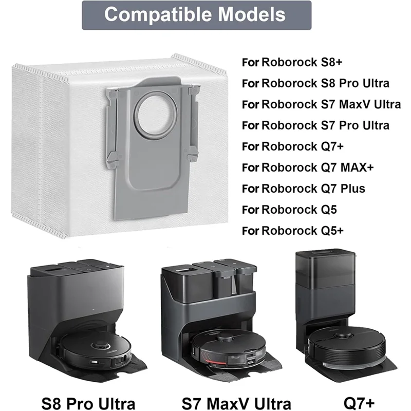 TCF-22Pack أكياس الغبار لـ Roborock S8+، S8 Pro Ultra، S7 Maxv Ultra S7 Max، S7 Maxv Ultra، Q7 Q7+ Q8 Max+ Q5 Q5+ Robot Vacuum