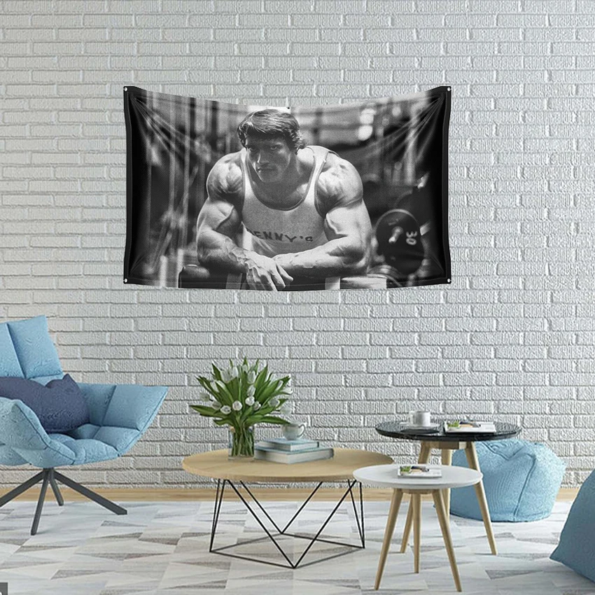 Arnold Schwarzenegger Flag Gym Tapestry Funny Poster Banne 3X5FT For Decoration Bedroom Room Dorm Wall With Four Brass Grommets