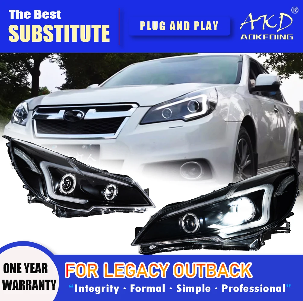 AKD Head Lamp for Subaru Legacy Outback LED Headlight 2010-2015 Headlights Outback DRL Turn Signal High Beam Angel Eye Projector