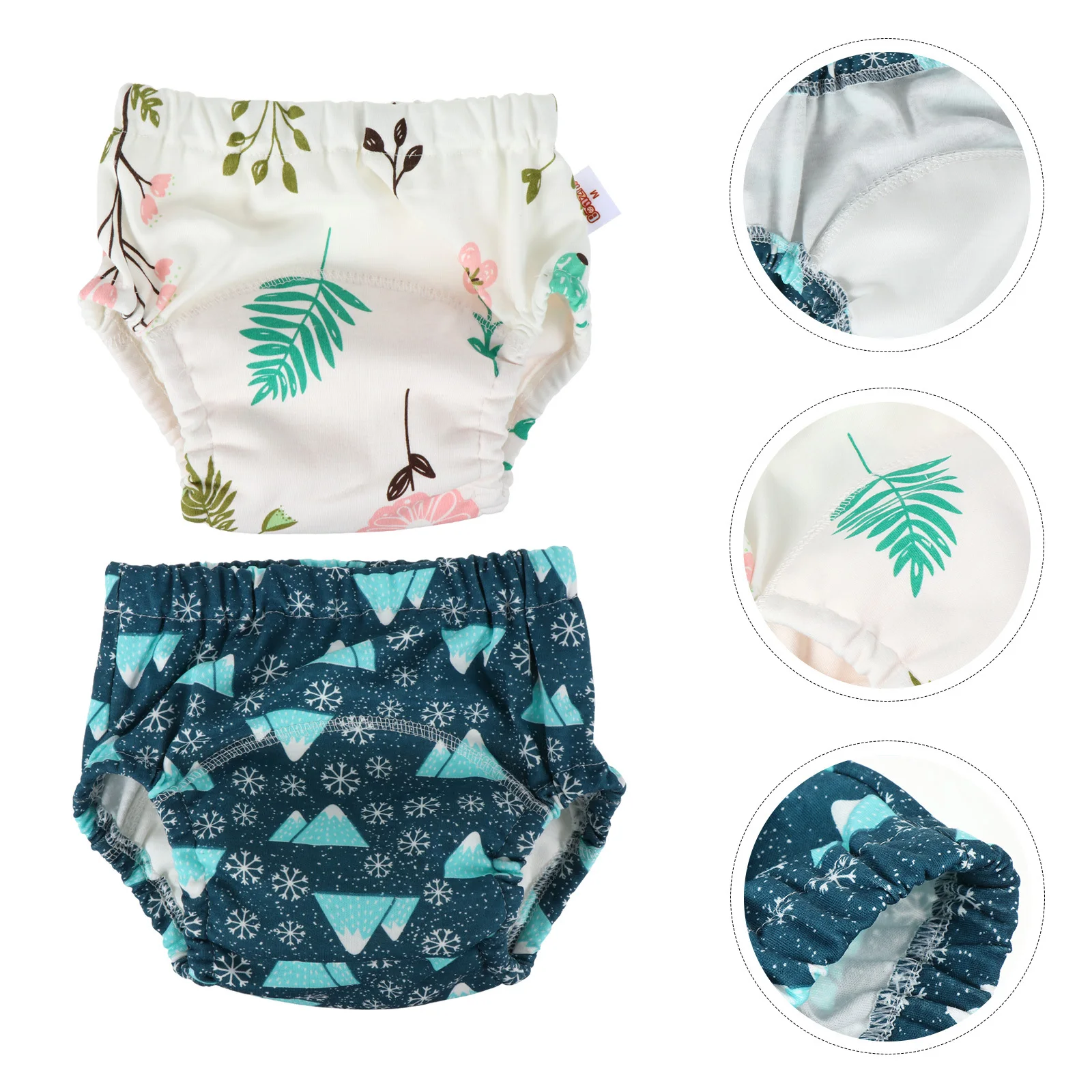 

2pcs Baby Training Pants Washable Reusable Waterproof Leak Proof Print Design For Toddler Infant Newborn Diaper Cover Learning
