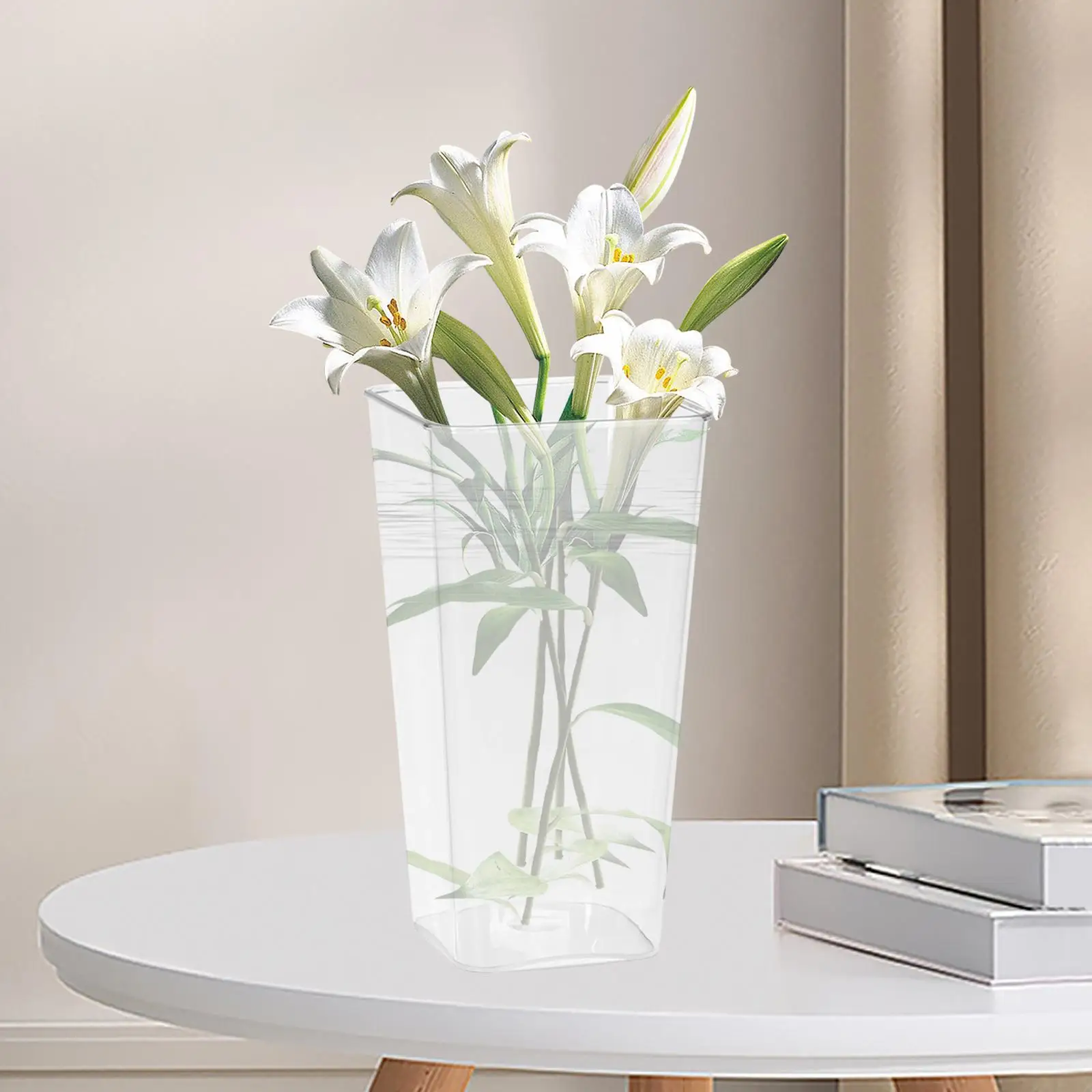 Modern Acrylic Flower Vase Tall Tapered Designer Vase Break Resistant Bucket for Home Decoration and Wedding Centerpiece Use