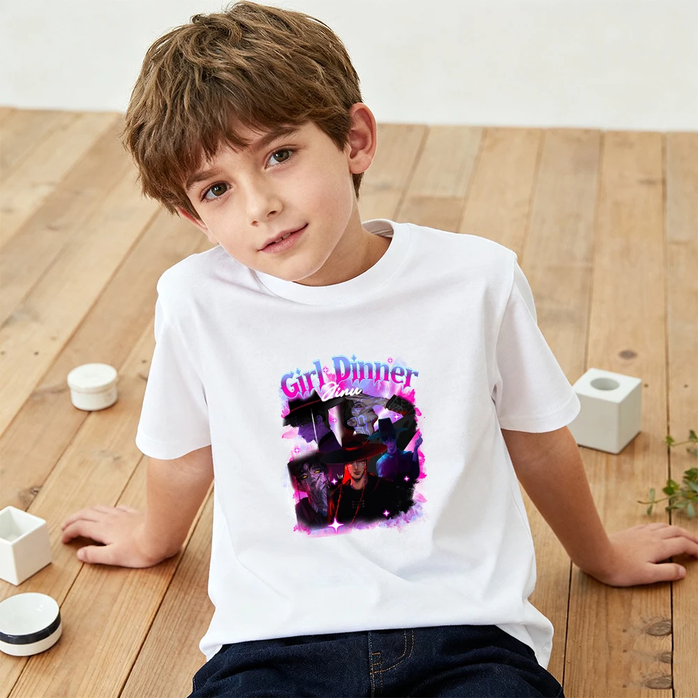 Kaos Kpop Demon Hunters Custom Print Grafis 230Gsm Katun Pakaian Anak Musim Panas 2025 Kaos Film Anak Perempuan Laki-laki Lengan Pendek Atasan