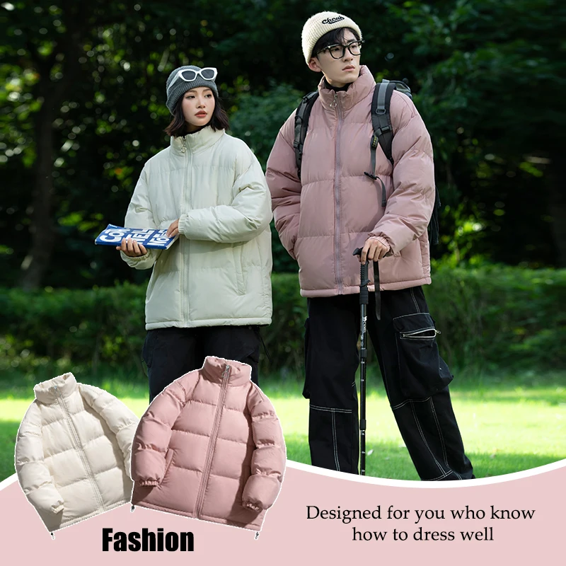 Harajuku Y2k Men Warm Parkas Winter Couple Coat Solid Color Cotton Oversize Male Winter Jackets Windbreaker Padded Woman Parkas