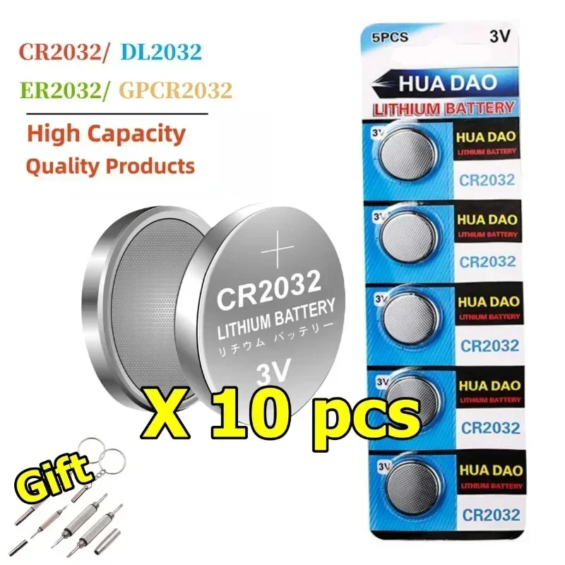 

10-50PCS CR2032 5004LC CR 2032 3V Lithium Coin Cell Battery, Watch Toys Electronics Car Key Button Batteries Long Lasting 240mAh