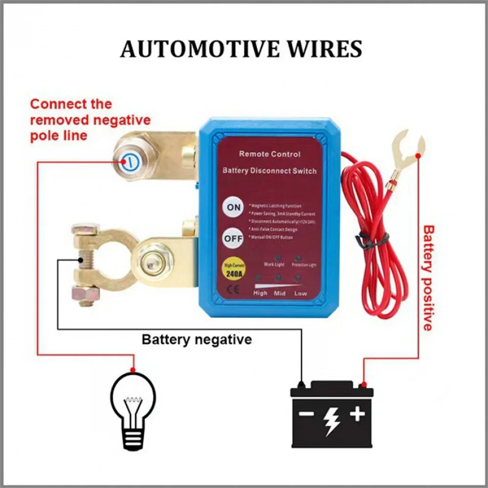 

Remote Battery Disconnect Switch 12/24V 240A Kill Switch Automatic Power Off Prevent Battery Drain with Remote for Car Truck SUV