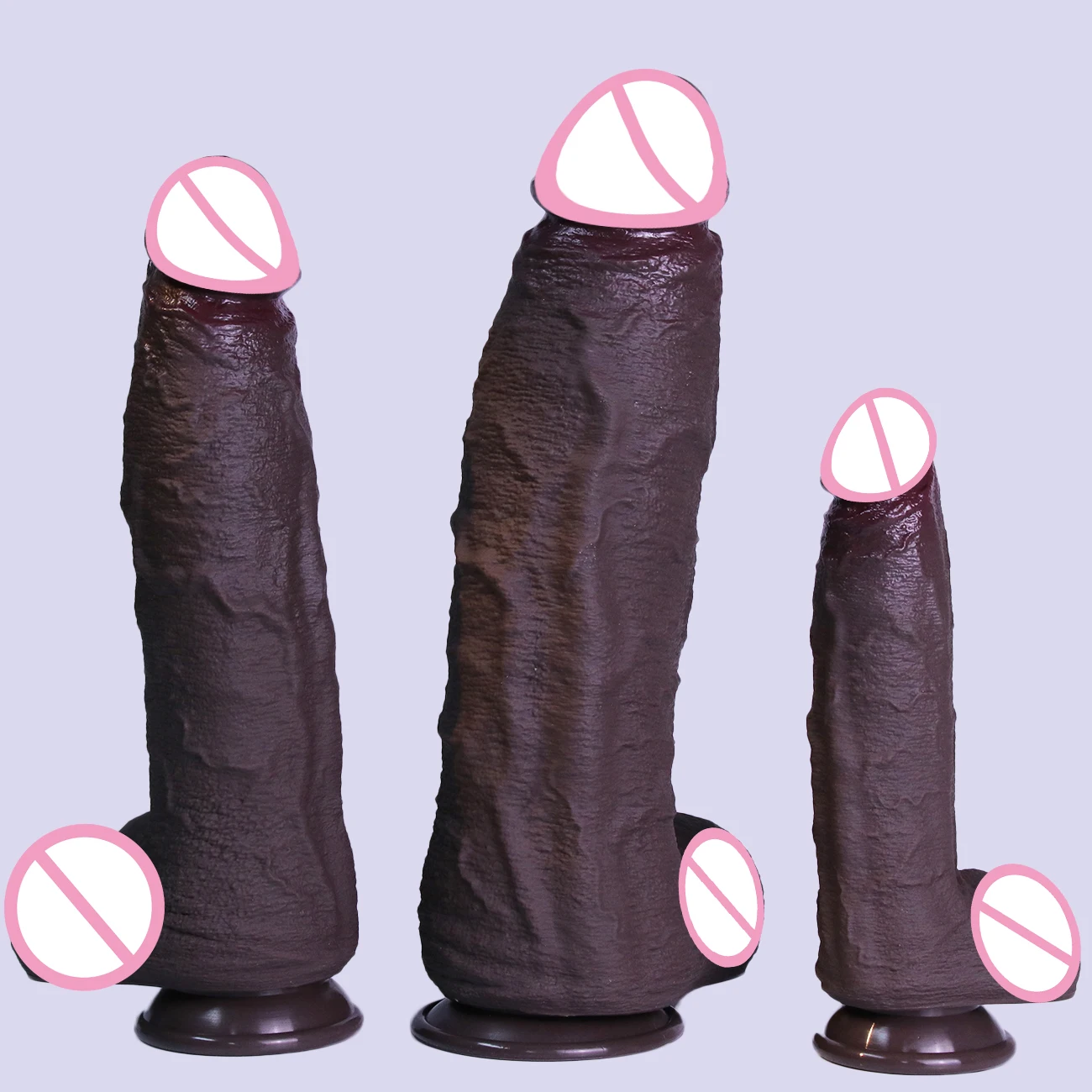 Dildo realista de silicona suave en 3 tamaños, pene falso grande y grueso, doble silicona, masturbación para hombre y mujer, juguete sexual anal con ventosa