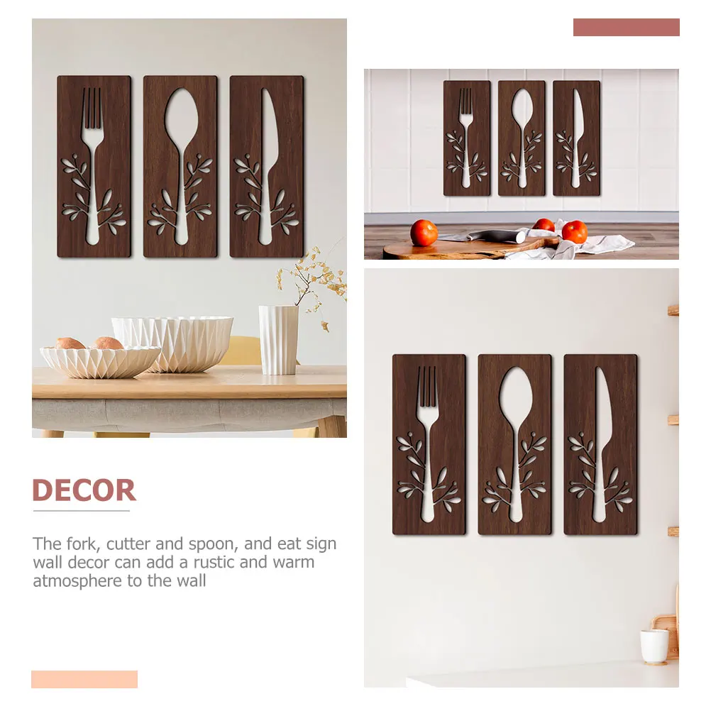 

1 set Forks Spoon Sign Wall Decor Premium Basswood Non Odor Corrosion Resistant Kitchen Dining Room Restaurant Wood
