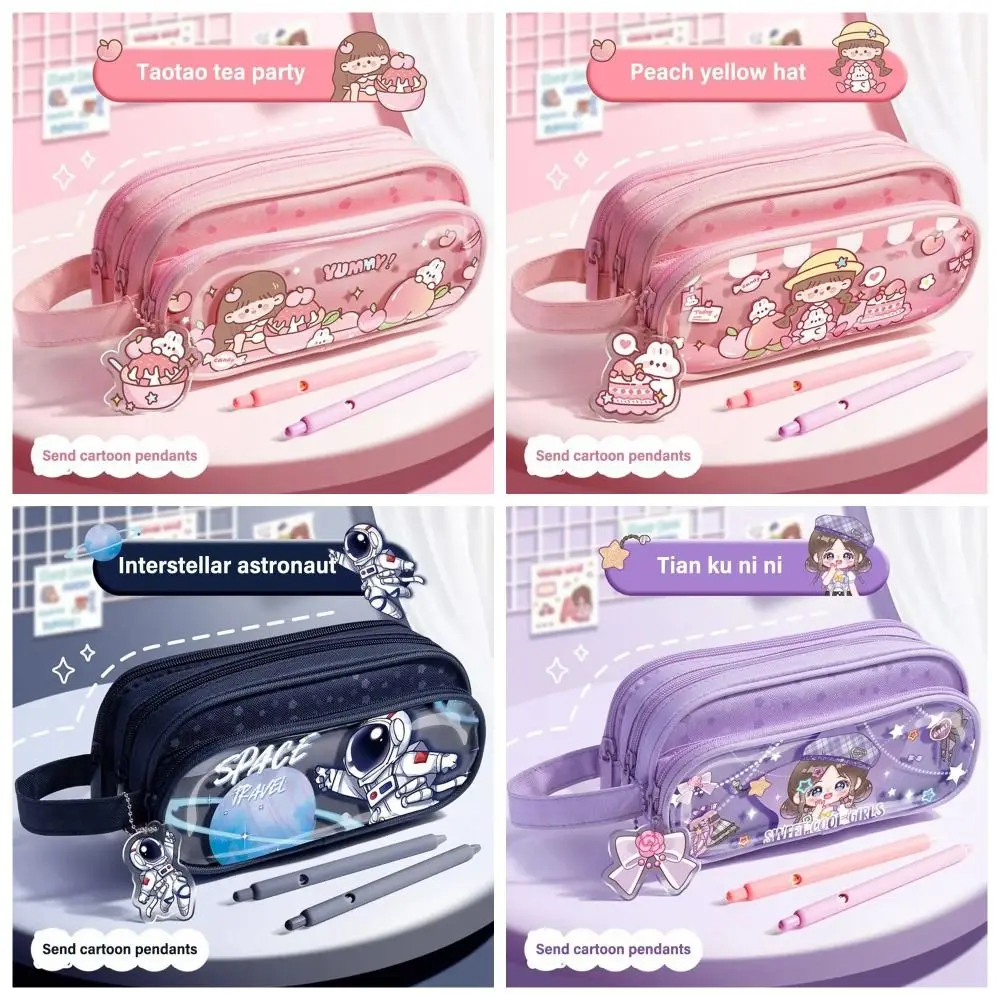 

Three-Layers Cartoon Girls Pencil Bag Large Capacity Cartoon Girls Large Capacity Pencil Pouch Multifunction Astronaut