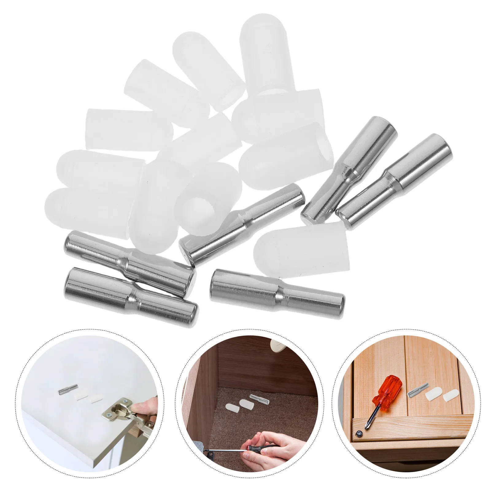 6Pcs Stainless Steel Shelf Pegs Support Brackets Strong Invisible Clips for Cabinet Shelves Wood Glass Bookcases Replacement