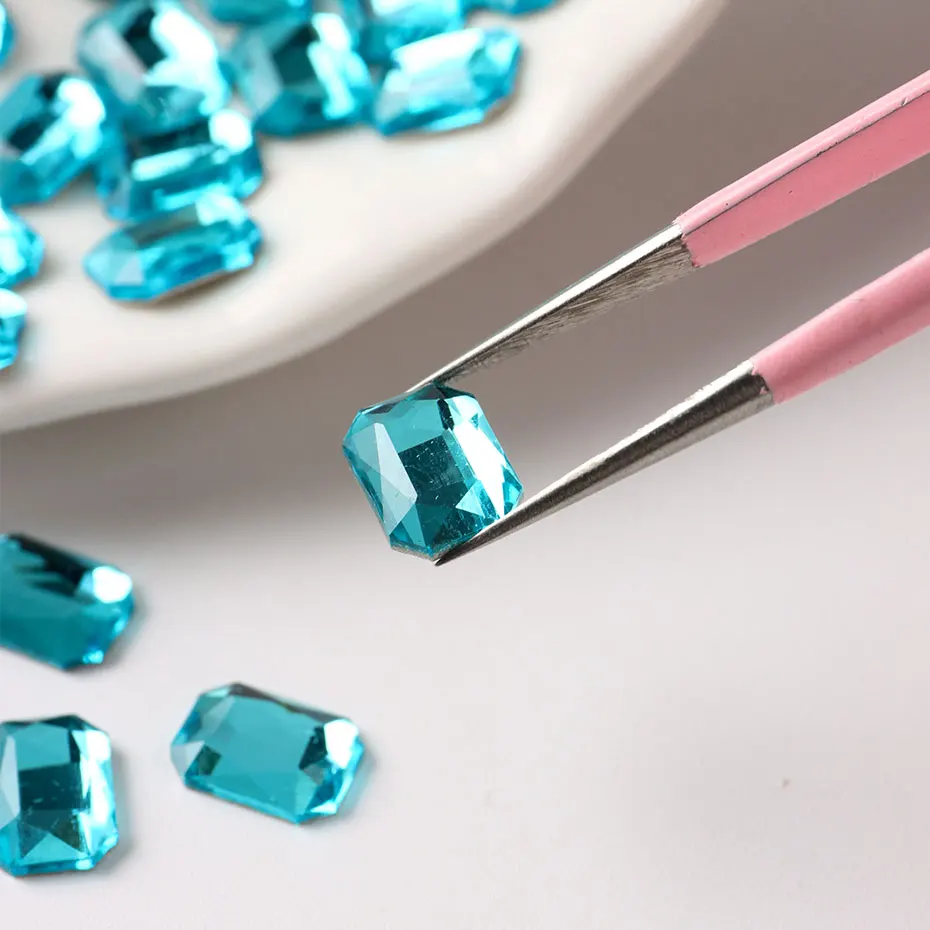 50/100 قطعة الأزرق مسمار سحر الراين تسلق البحر الأزرق جوهرة مسمار أجزاء بريق مربع شقة DIY بها بنفسك الماس الاصطناعي مانيكير ديكور