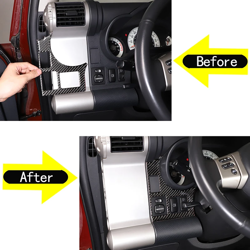 Soft Carbon Fiber Car Mirror Adjustment Switch Frame Decorate Cover Trim Stickers for Toyota FJ Cruiser 2007-2021 Accessories