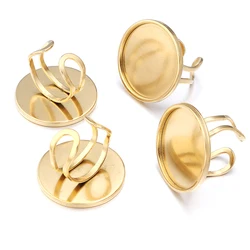 2pcs/Lot  Inner Size 10 14 18 20 25mm Stainless Steel Ring Base Adjustable Ring Settings Blank Base Fit Round Glass Cabochons