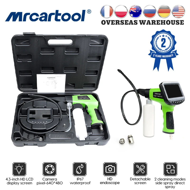 

MRCARTOOL Industrial Endoscope Pipeline Inspection Camera LCD Display Car Air Conditioner Pipe Visual Washing Gun Cleaning Tool