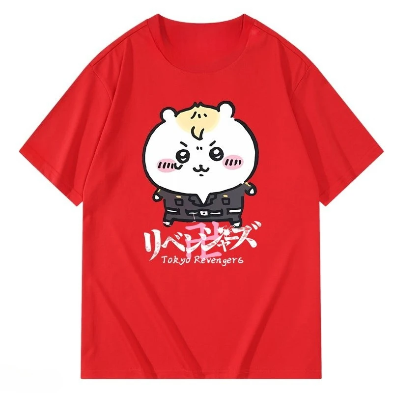 Chiikawa Usagi Hachiware × Tokyo Revengers Anime Grafik T-Shirt, Sommer Unisex Locker Lässig Kurzarm Streetwear Alltags-Oberteil – Detail 10