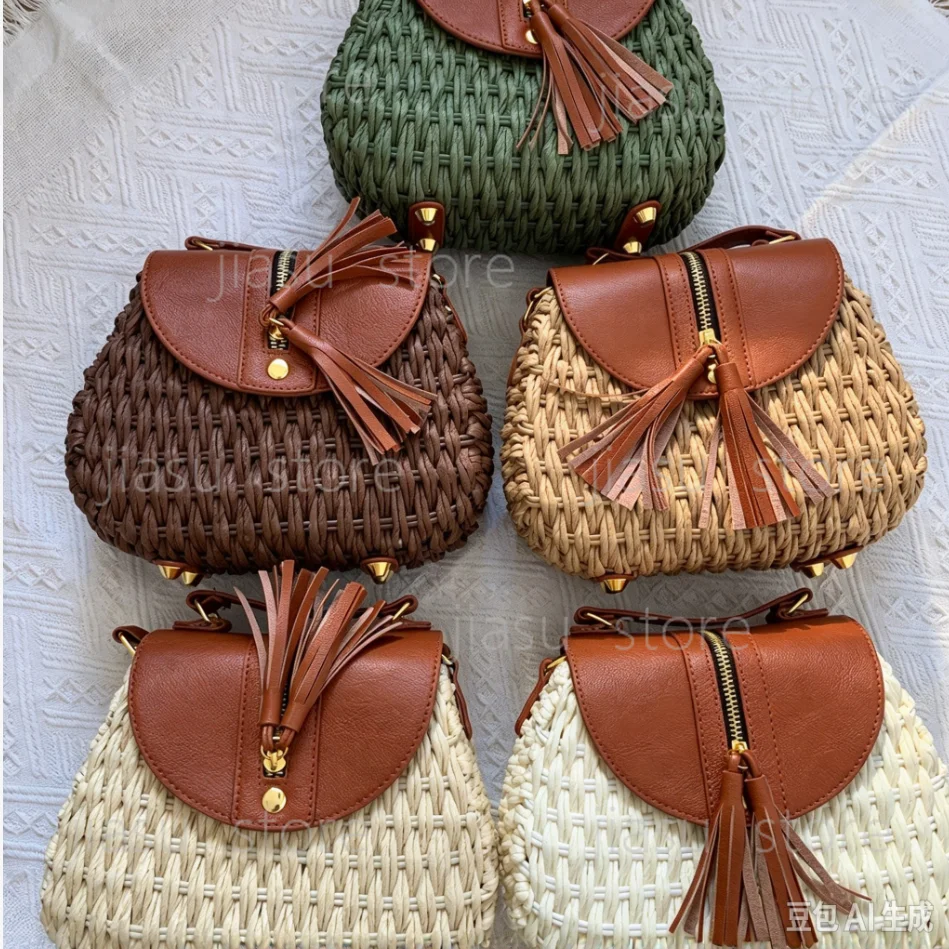 Straw Woven Women's Handbag, Tassel Design Casual Tote for Work Commute, Versatile Fashion Shoulder Bag
