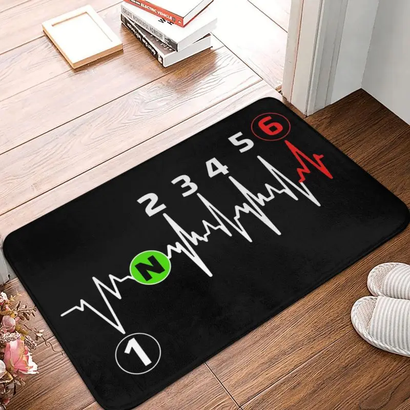 Custom Motorbike Heartbeat 1n23456 Doormat Anti-Slip Entrance Bath Door Floor Mats Bike Motocross Motor Sport Toilet Rug Carpet