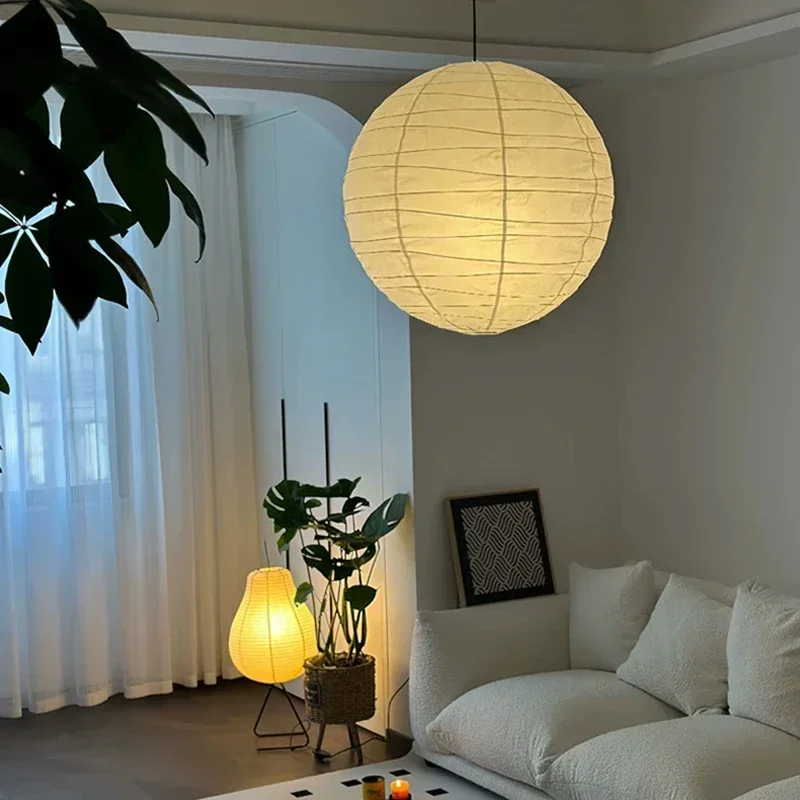 

Isamu Noguchi Japanese Style Nordic Wabi Sabi RicePaper Pendant Lights Living Dining Room Bedroom Loft Led Restaurant Chandelier