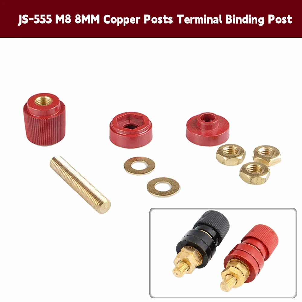 

M8 8MM Copper Posts Terminal Binding Post Blocks Power Supply Terminals Welding Machine Copper Red/Black