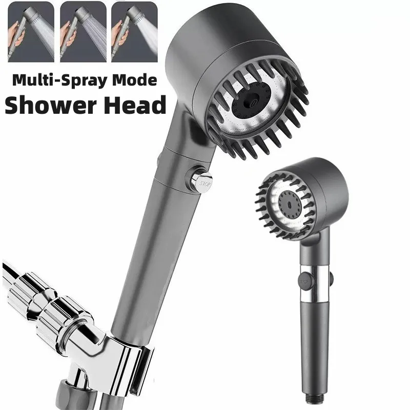 

Shower Head 3 Modes Water Saving Adjustable High Pressure Showerhead Handheld Spray Hangable Bathroom Accessories