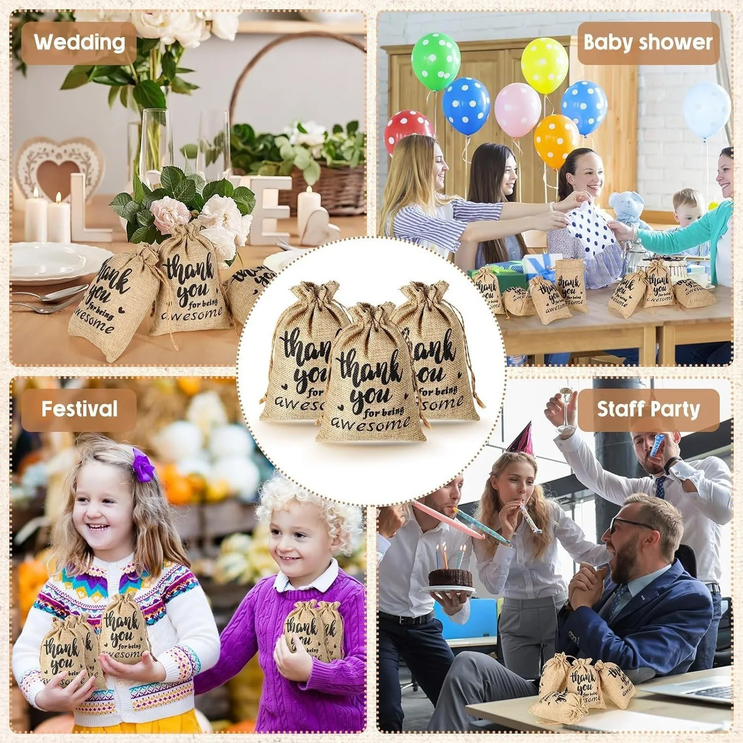 Candy StoBag 1pcs Kit per postumi di una sbornia borse con coulisse in cotone confezione tascabile piccola custodia per la festa di compleanno di nozze