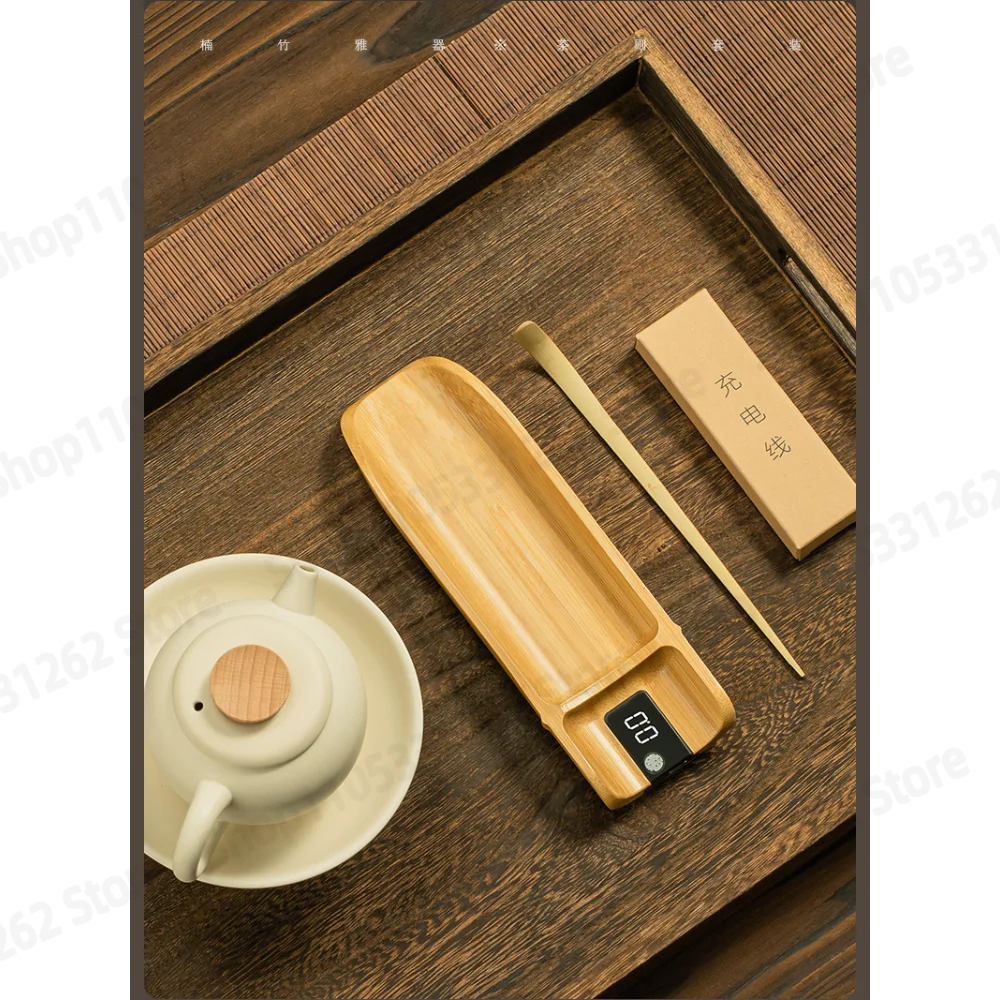 Solid Wood Bamboo Tea Scale Electronic Scoop Weighing Puer Utensil Ceremony Special Leaf Scale Small