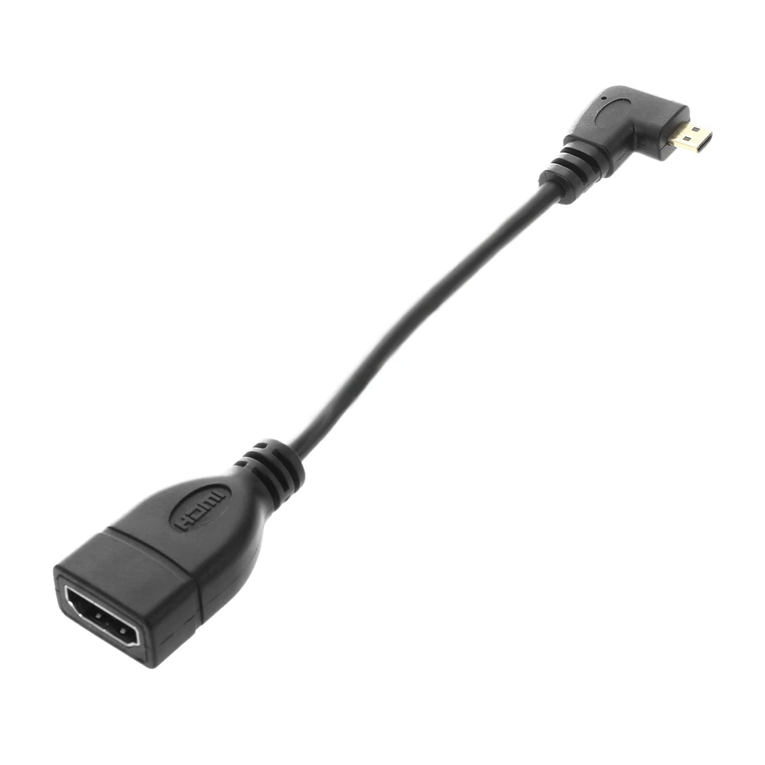 Kabel przejściowy micro-HDMI o kącie 90 stopni, męski na HDMI, żeński, długość: 17 cm