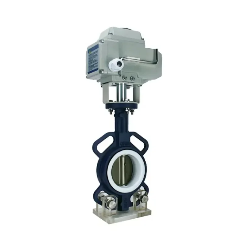 Electric Stainless Steel PTFE Butterfly Valve D971X-10/16 DN50~DN200 With Angle Structure General Application